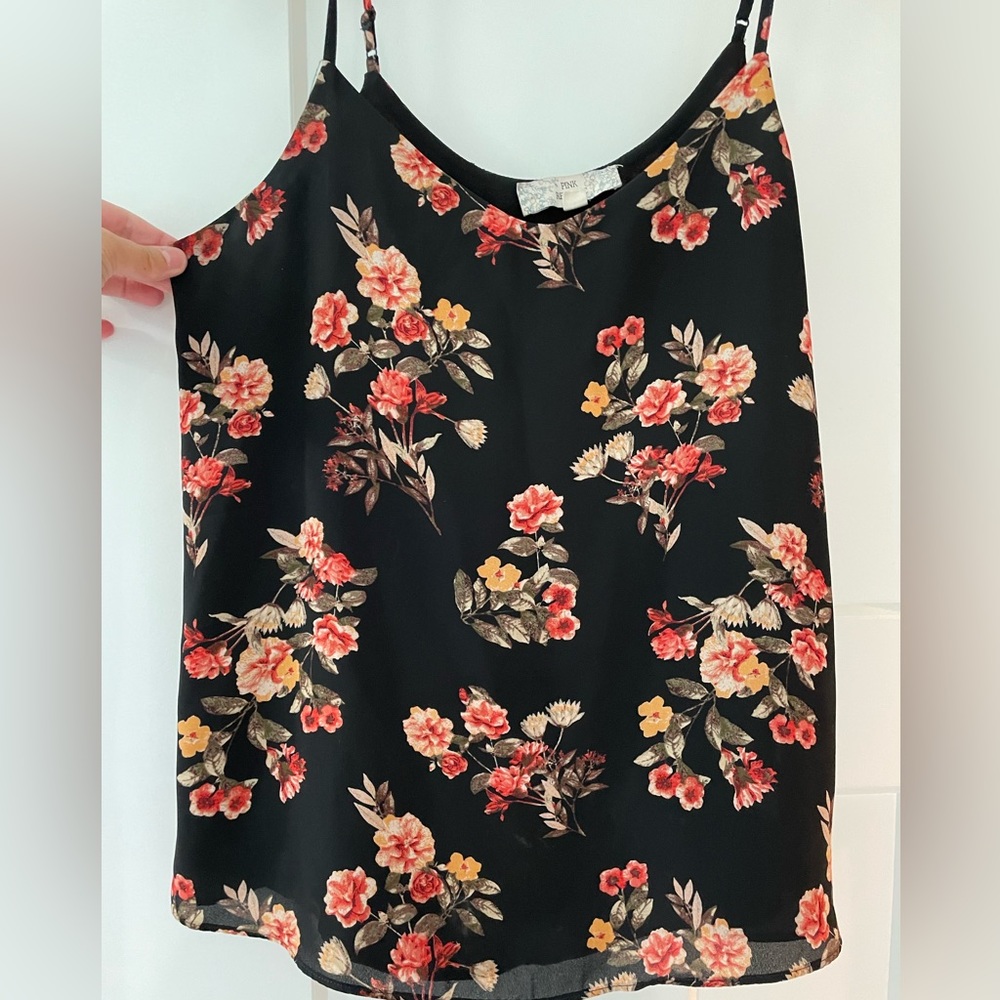 Black Floral Flowy Tank Top